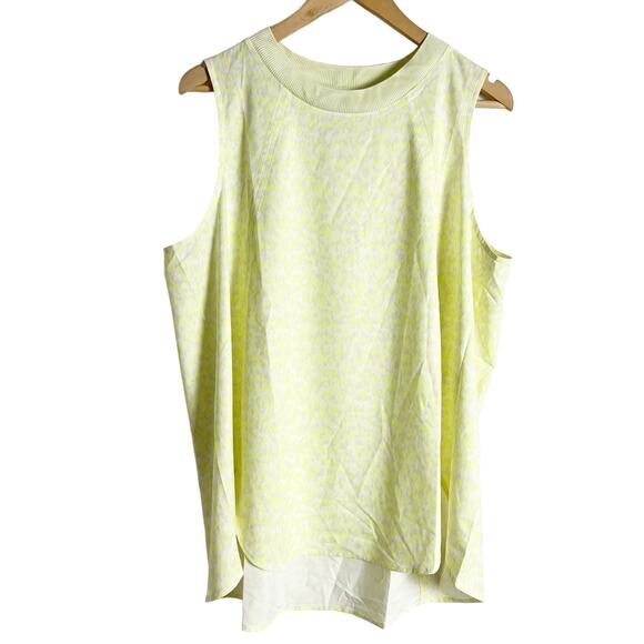 Athleta Zephyr Print Tank Top in Neon Yellow Leopard Print Plus Size 1X - Picture 2 of 8
